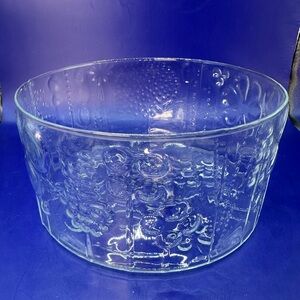 Vtg MCM Iittala Finland Flora Nuutajarvi Oiva Toikka 7½" Clear Glass Bowl 1960s